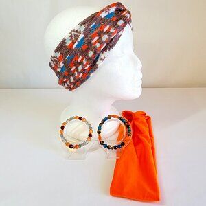 Multicolor And Brown Boho Headbands With Matching Bracelet Sets, Womens Size M